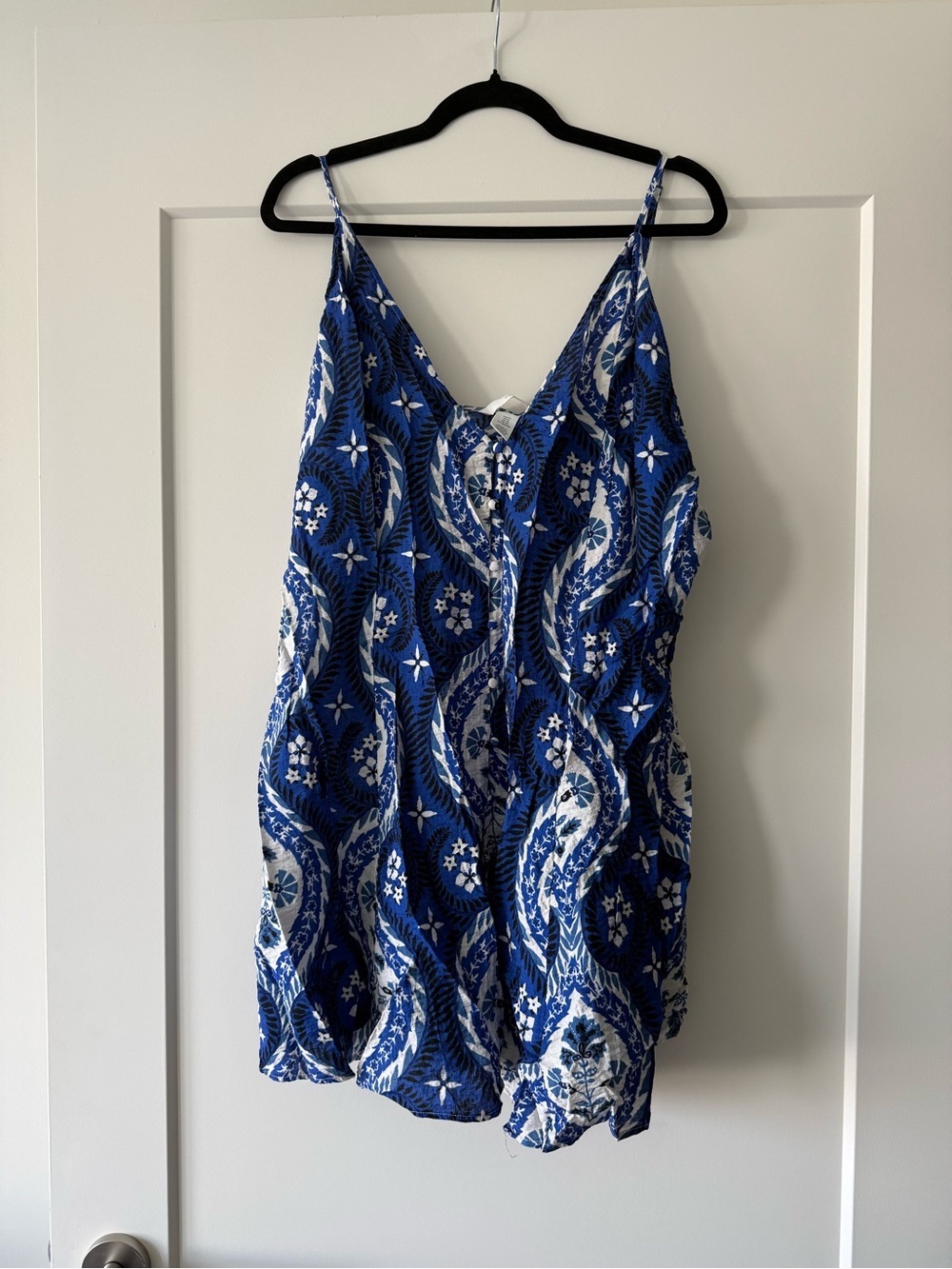 H&M Blue and White Floral V-Neck Sundress
